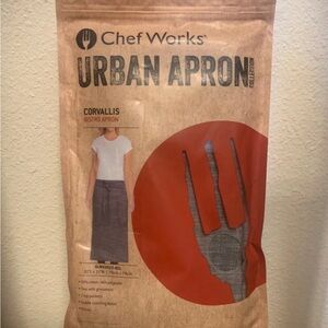 BNWT Chef Works Urban Collection 31"x31" Black Steel Grey Corvallis Bistro Apron